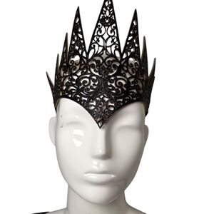 Black gothic crown headpiece glitter die cut filigree headband‎